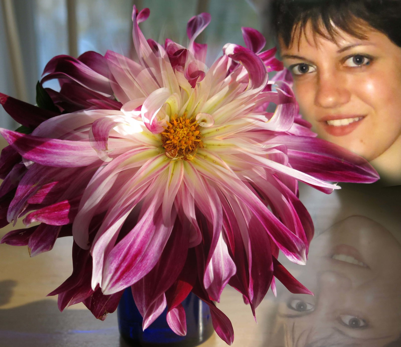 Images of Robin Botie's daughter, Marika Warden, photo-shopped with the last flower from Valentina's garden