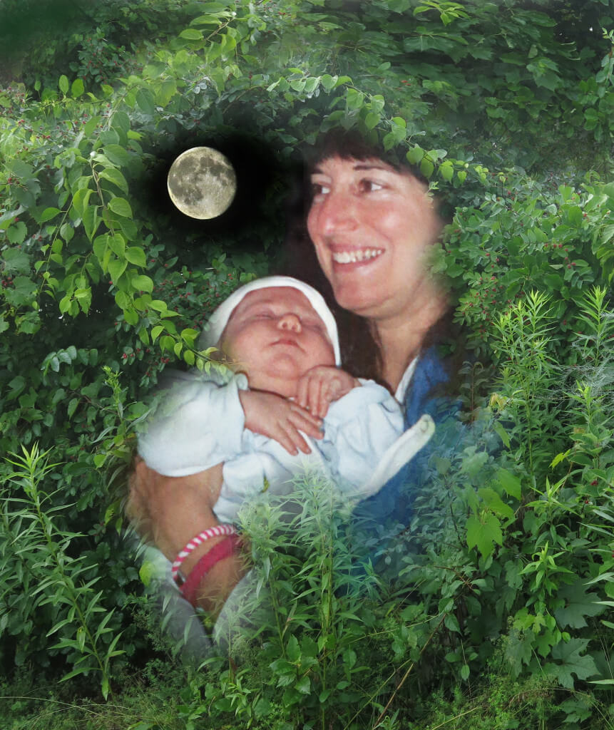 Robin Botie in Ithaca, New York, holds newborn Marika Warden like she is holding the moon.