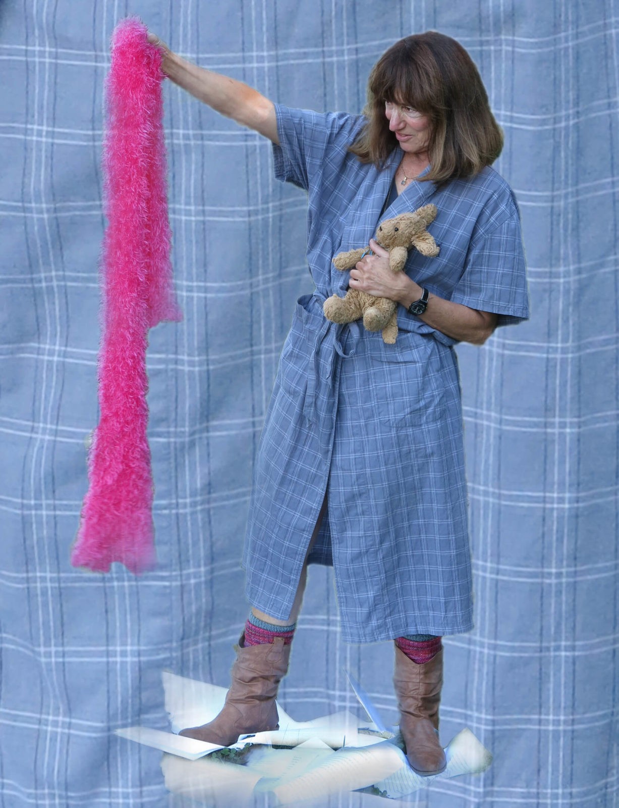 In Ithaca, New York, Robin Botie holds onto her daughter's stuffed puppy and old cowboy boots but she lets go of the pink boa and her manuscript.