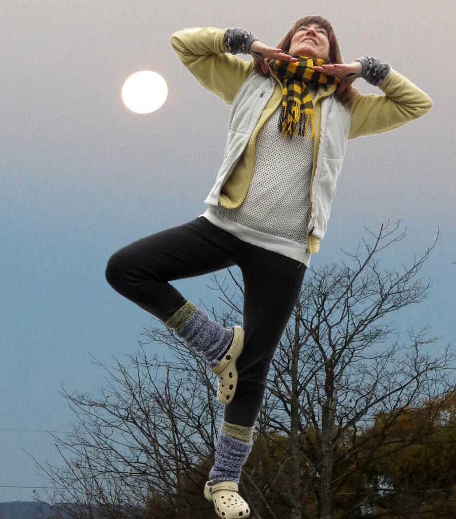 Not My Normal Self - Robin Botie of ithaca, New York, tries to do the tree yoga stance in a photoshopped moonscape.