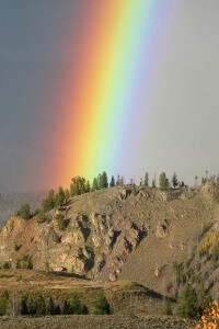 Yellow for Courage rainbow - Robin Botie of ithaca, New York, photographs a rainbow at Arapaho Recreation Area