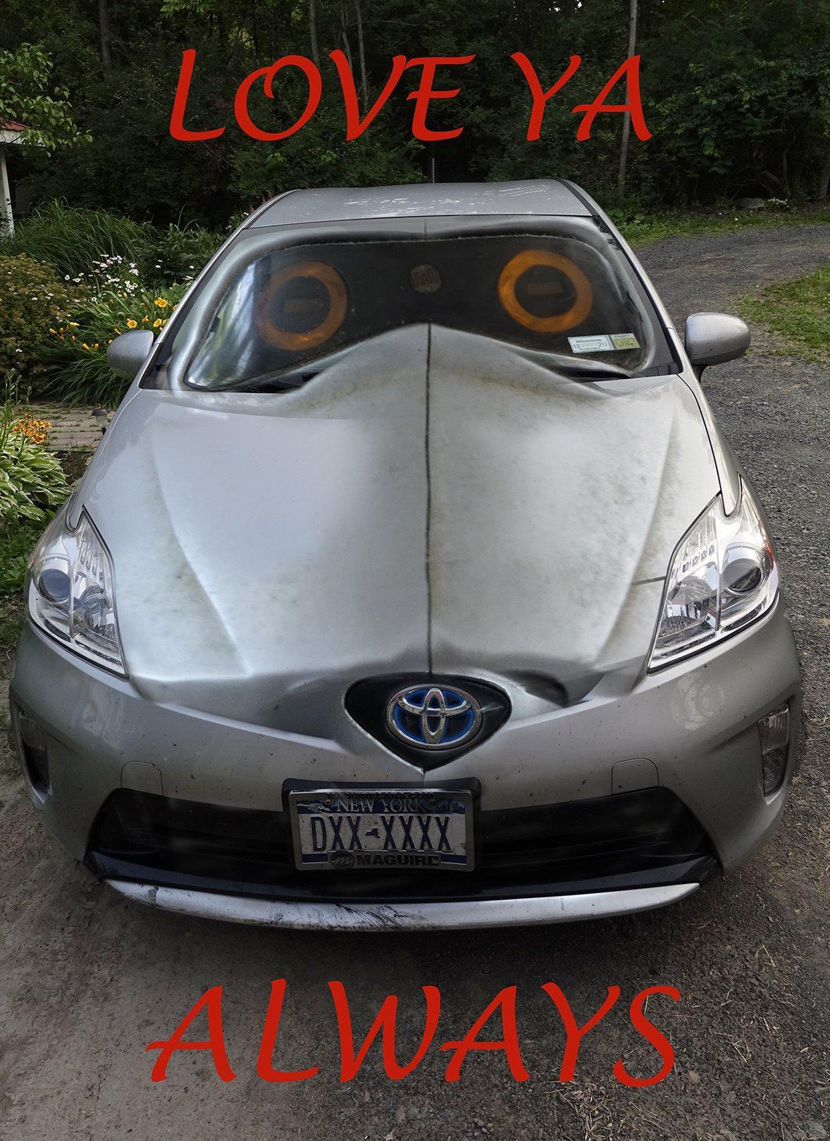 Robin Botie of Ithaca, New York photoshops her banged up Prius as she wonders why she is carrying on about loving and losing a car.