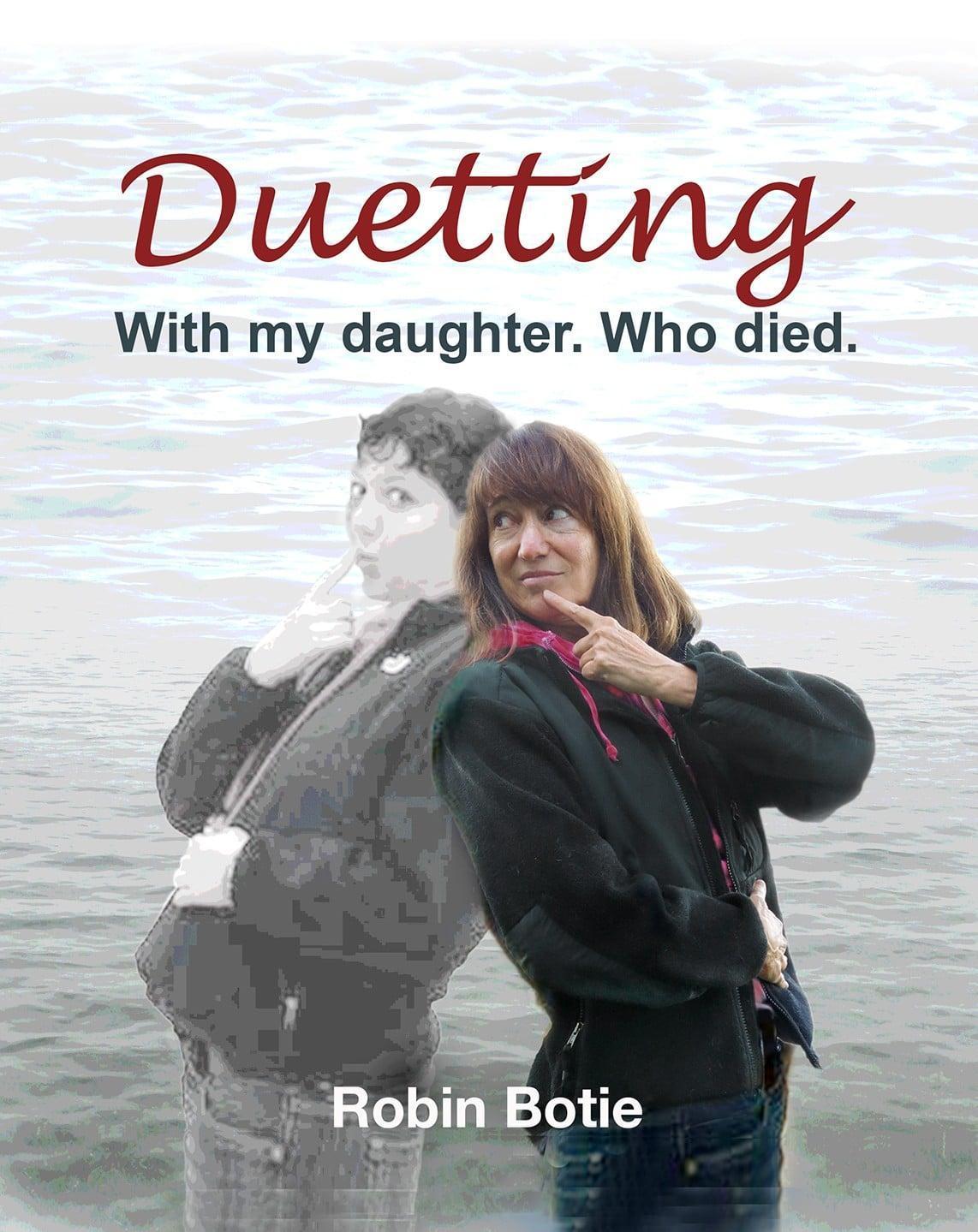 Robin Botie of Ithaca, New York, photoshops a cover for her manuscript that helped her heal from child loss, and will now be shared on her blog.
