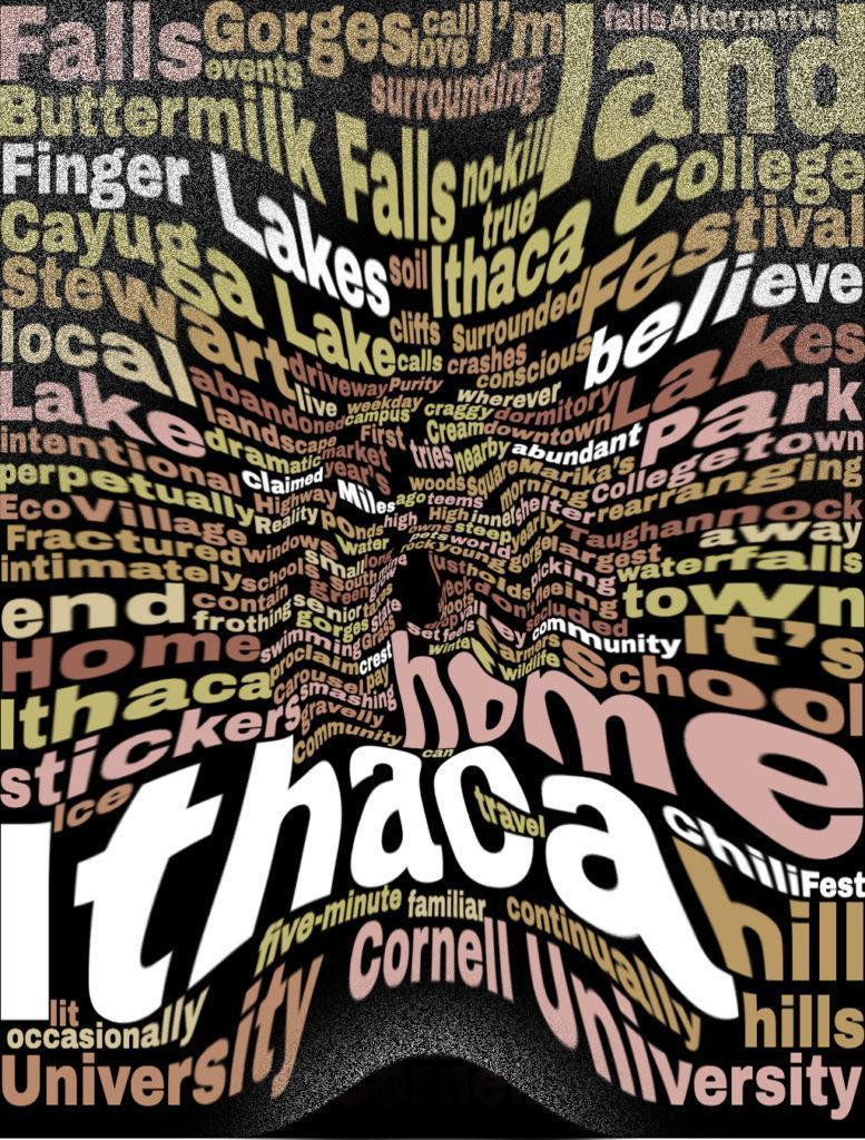 Duetting: Memoir 10 Robin Botie of Ithaca, New York, photoshops layers of a word cloud to illustrate the stae of her home at the time of her daughter's cancer diagnosis.