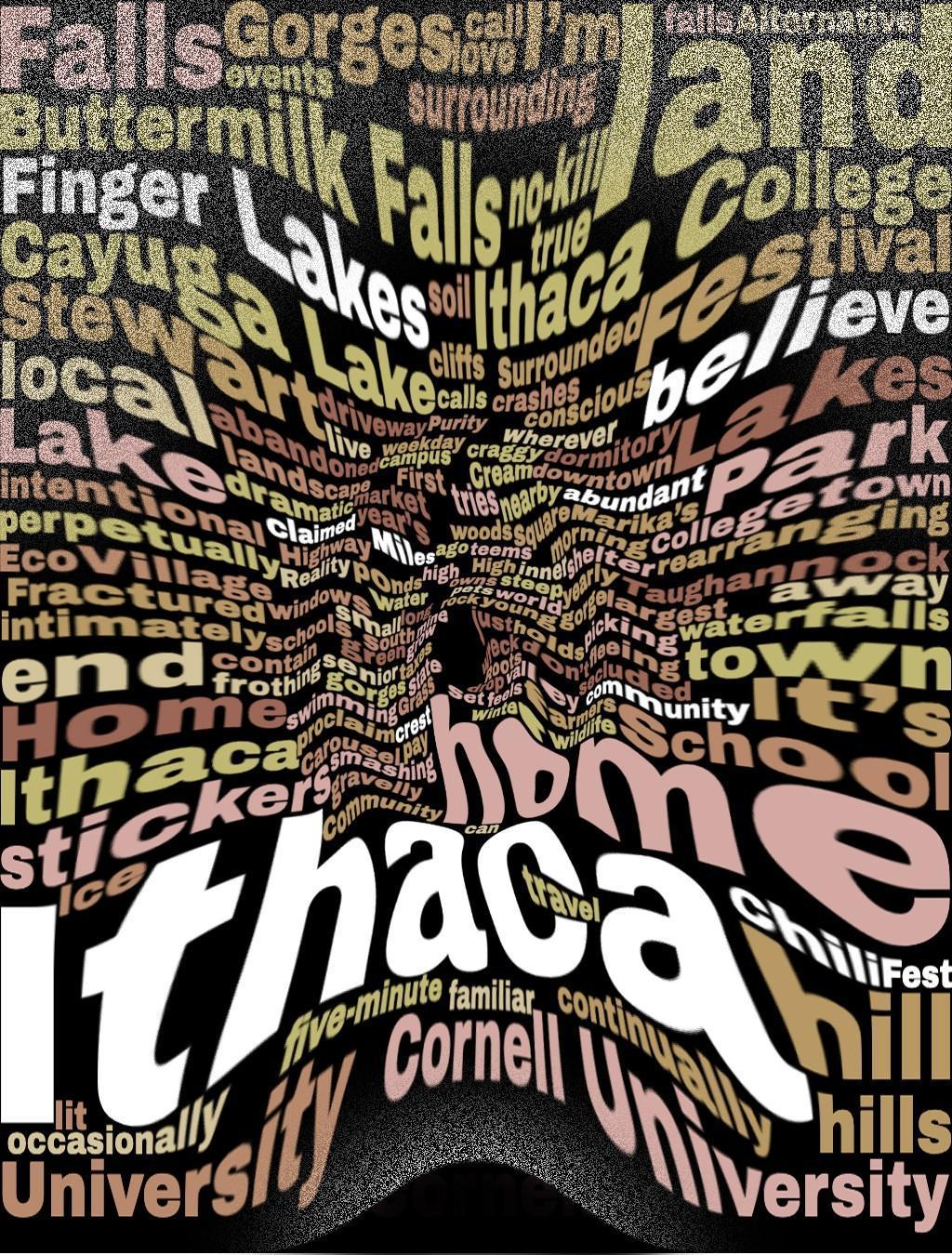 Robin Botie of Ithaca, New York, photoshops layers of a word cloud to illustrate the stae of her home at the time of her daughter's cancer diagnosis.