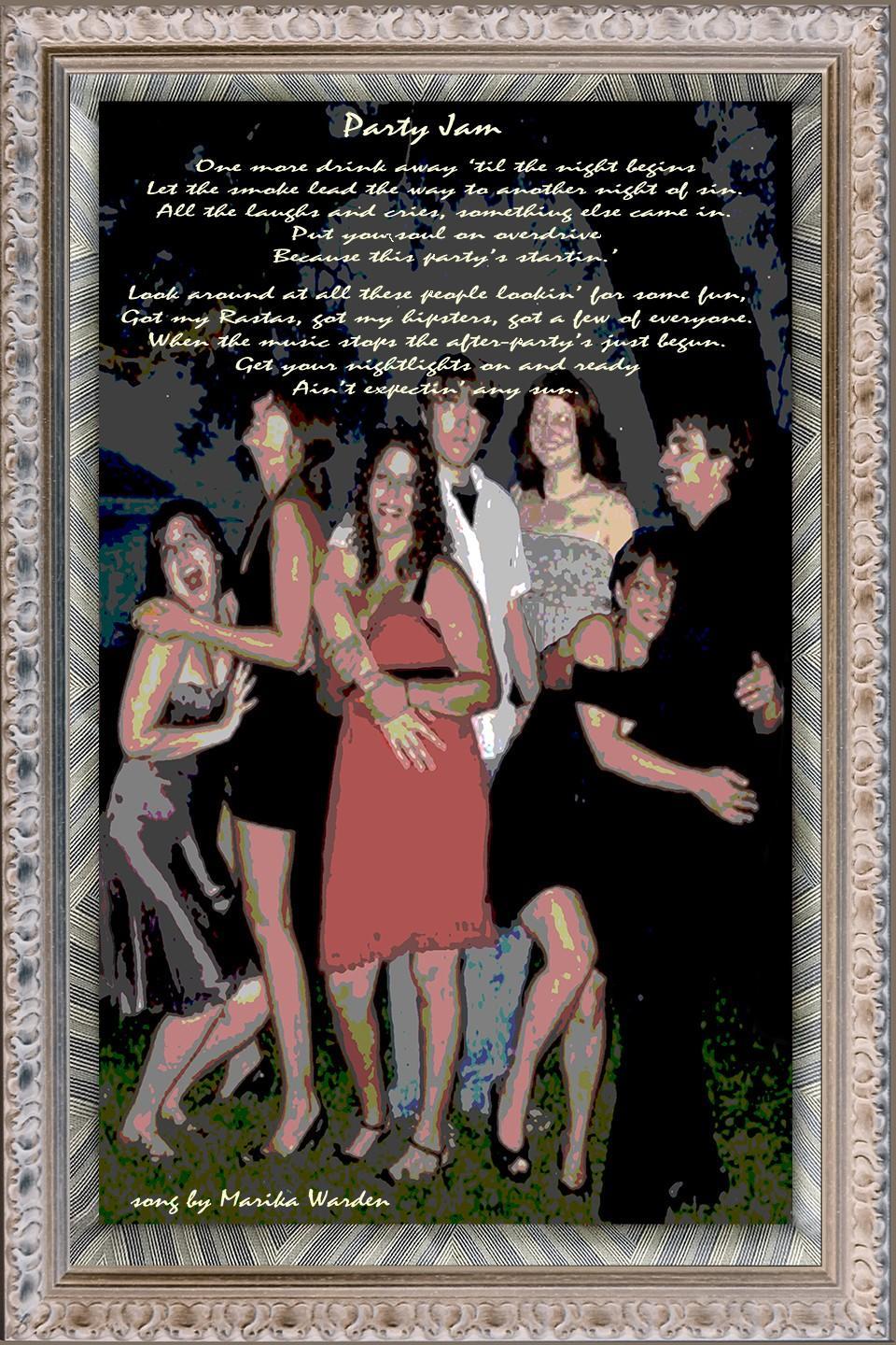 Robin Botie of ithaca, New York, photoshops a party scene to illustrate her daughter's first apartment, and adds her daughter's poem about partying.