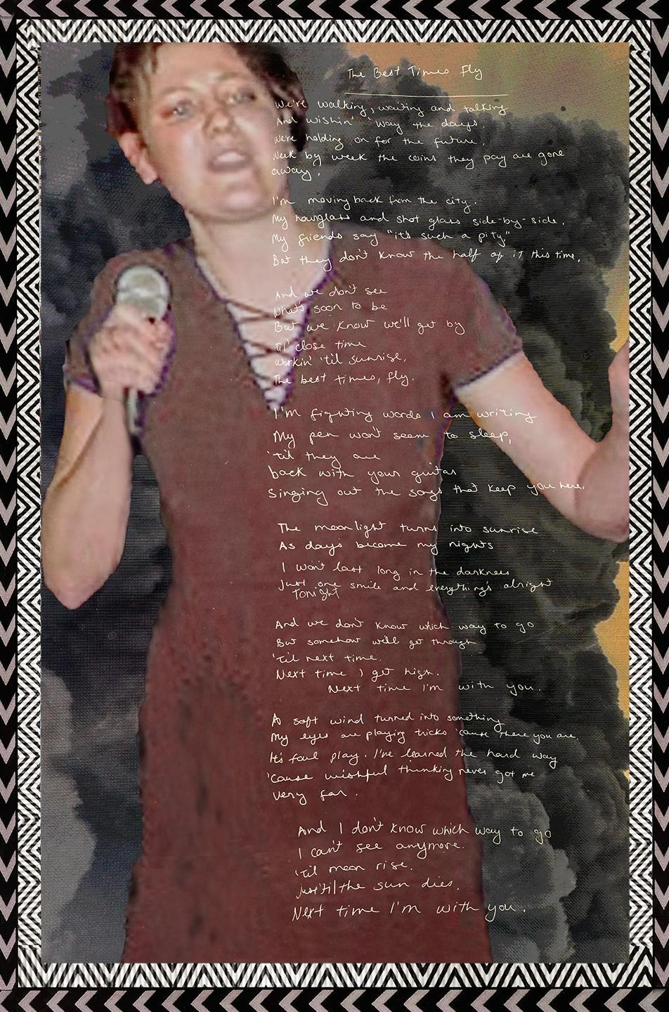 Robin Botie of Ithaca, New York, photoshops an old photo of her daughter, Marika Warden, singing at her concert, making beautiful trouble.