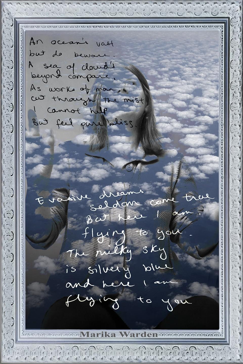 Robin Botie of Ithaca, New York, photoshops a poem written by her daughter who died of leukemia onto her photograph of a sea of clouds.