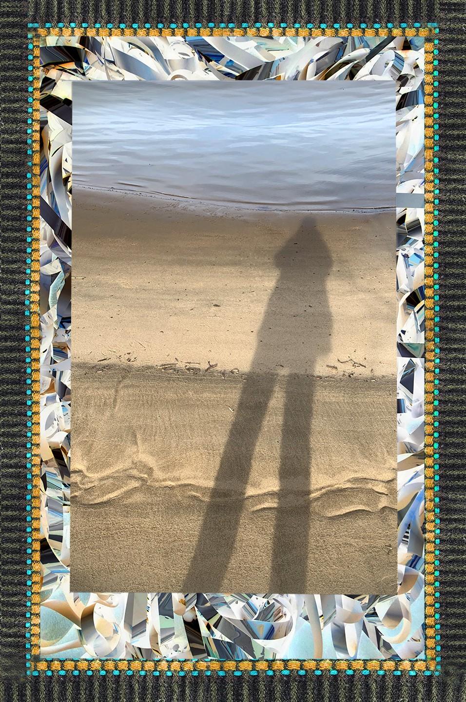 Robin Botie of Ithaca, New York, photoshops her shadow on a beach in illustrating her grief journey to Australia to scatter her daughter's ashes.