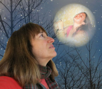 Robin Botie in Ithaca, New York, sings to the moon, to her daughter in the moon.